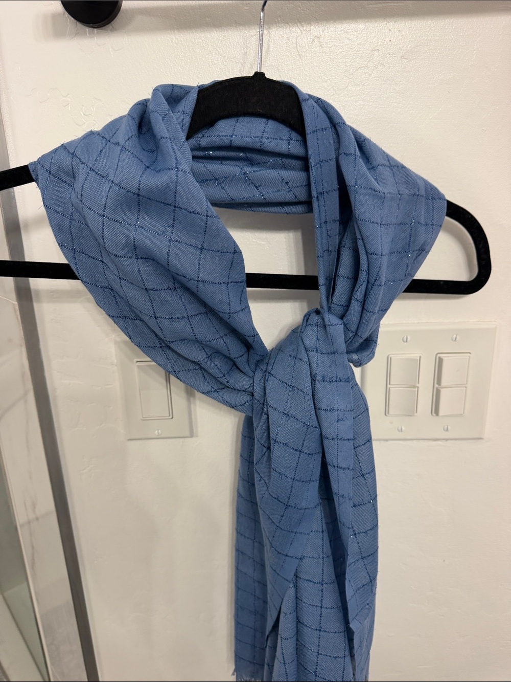 Blue Women's Plaid Scarf - Lightweight Fashion Accessory